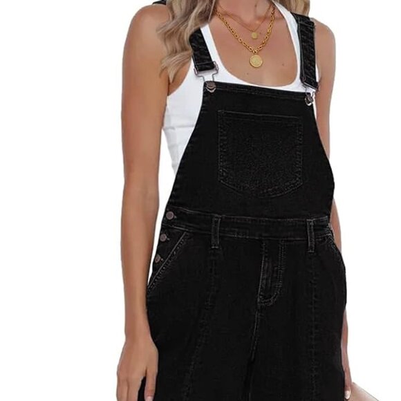 Women’s Loose Fit Denim Bib Baggy Overalls Straight Wide Leg M - Picture 4 of 7